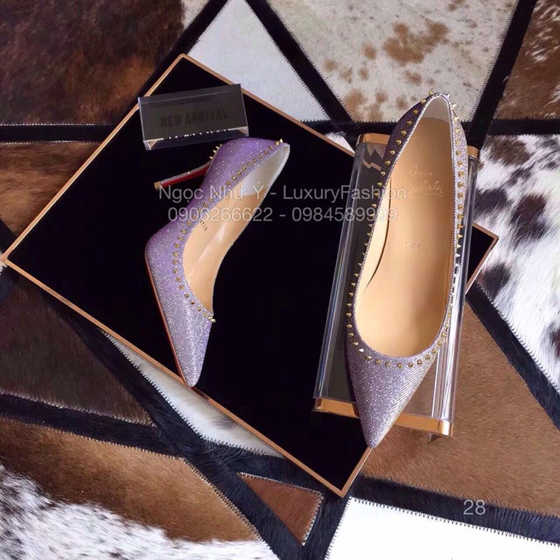 Giày cao gót Louboutin Vải kim tuyến, đinh tán, màu bạc ánh tím