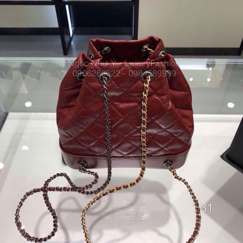 Balo Chanel Gabrielle màu đỏ mận