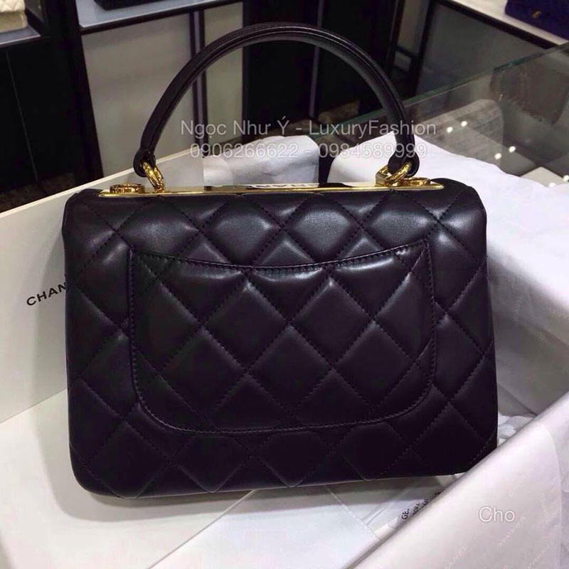 Túi Chanel Trendy màu đen khóa vàng kính thước 25cm