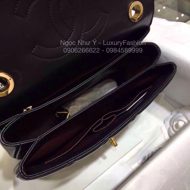 Túi Chanel Trendy màu đen khóa vàng kính thước 25cm