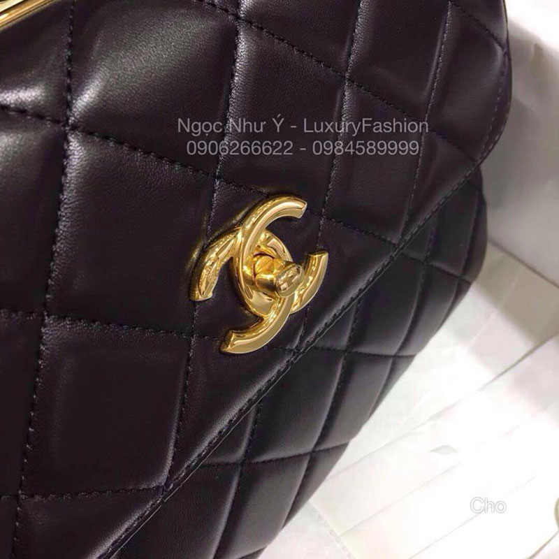 Túi Chanel Trendy màu đen khóa vàng kính thước 25cm