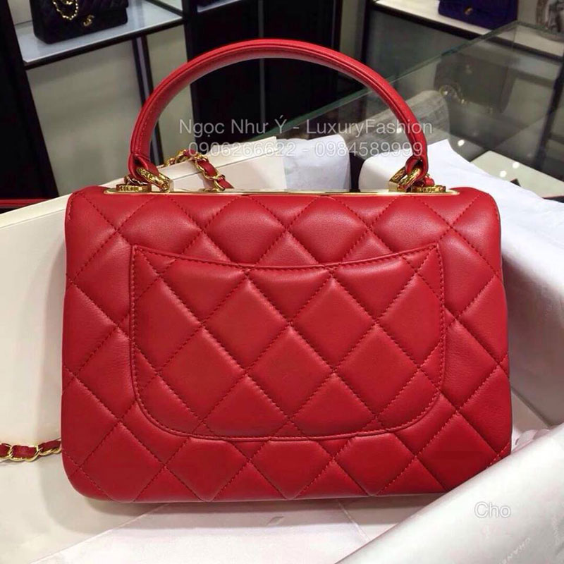 Túi Chanel Trendy màu đỏ khóa vàng kính thước 20cm