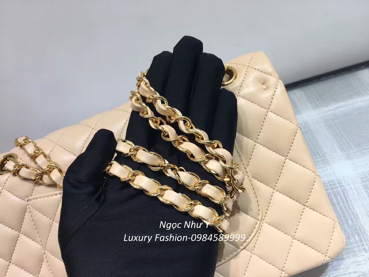 Chanel handbag Flap Lambskin Nude color
