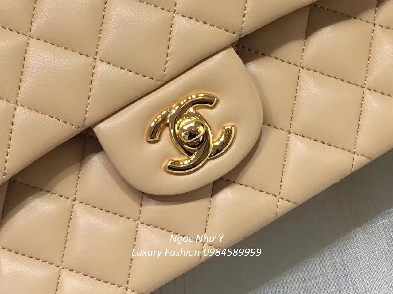 Chanel handbag Flap Lambskin Nude color