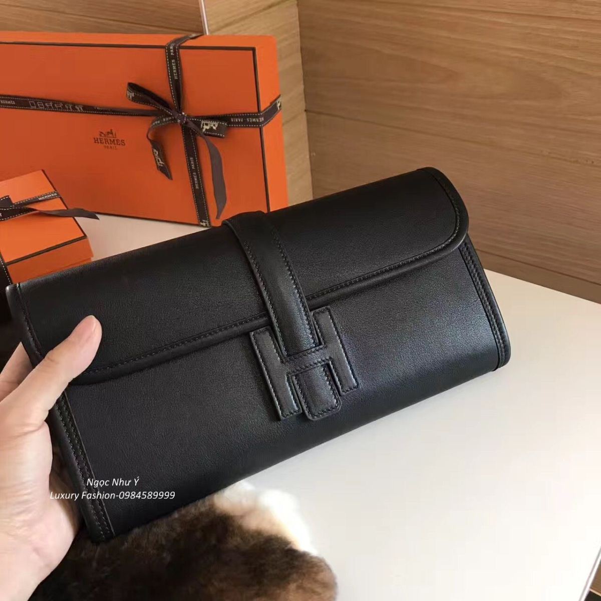 Ví Hermes Jige Swift màu đen
