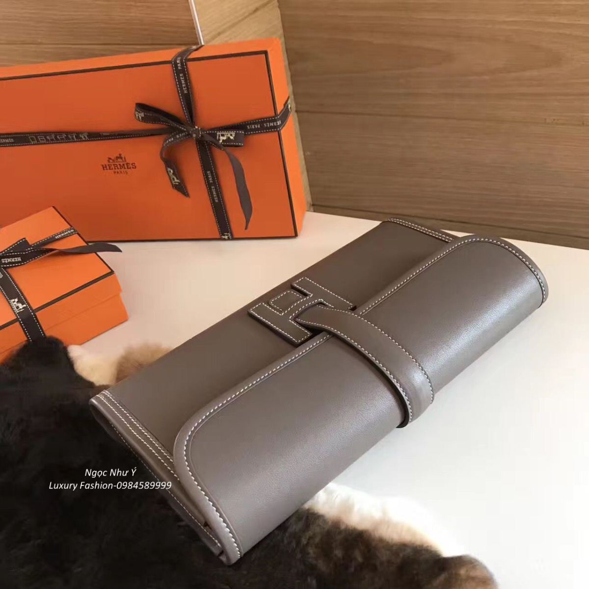 Hermes Jige Clutch Swift Etoupe
