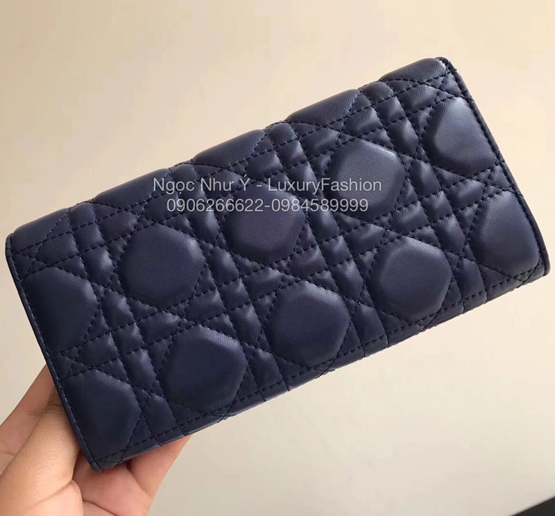 Ví Dior Dioraddict nữ cầm tay dài màu xanh