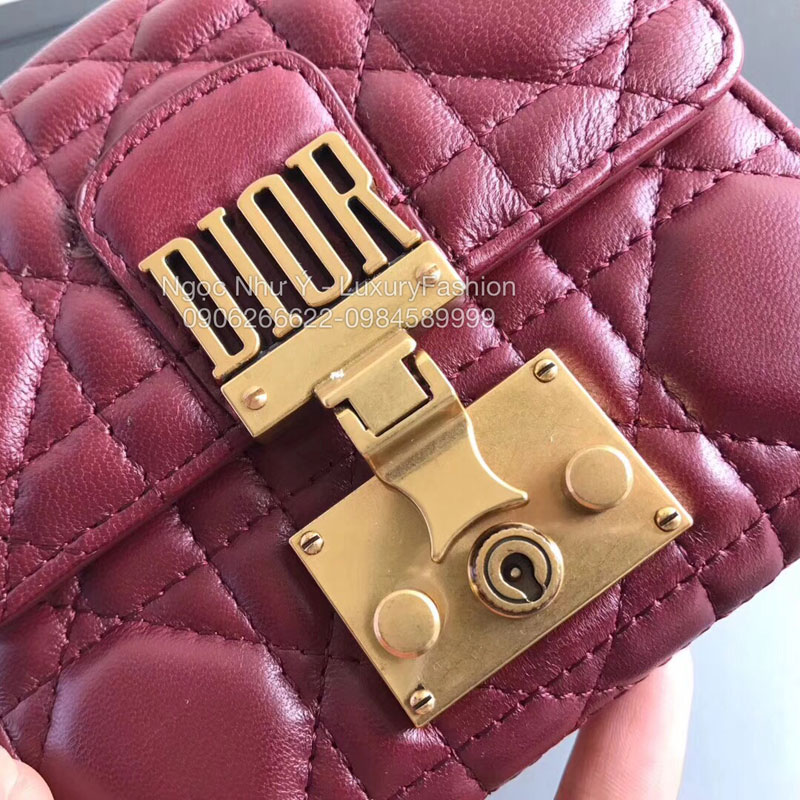 Ví Dior Dioraddict nữ cầm tay ngắn màu đỏ mận