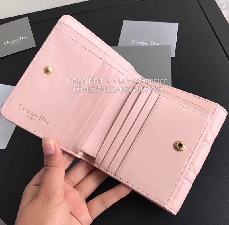 Ví Dior Dioraddict nữ cầm tay ngắn màu hồng
