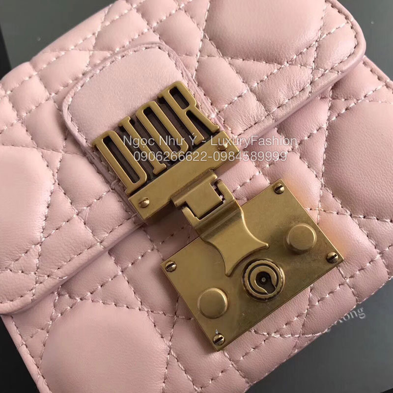 Ví Dior Dioraddict nữ cầm tay ngắn màu hồng