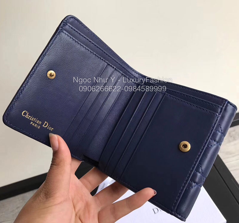 Ví Dior Dioraddict nữ cầm tay ngắn màu xanh 