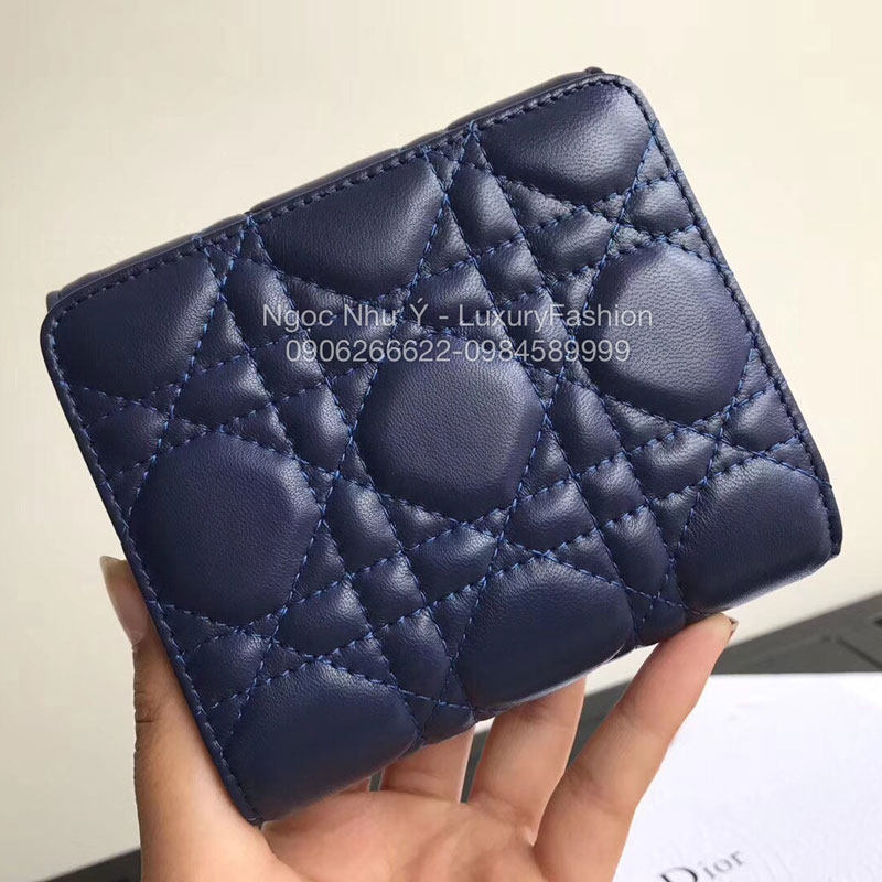 Ví Dior Dioraddict nữ cầm tay ngắn màu xanh 
