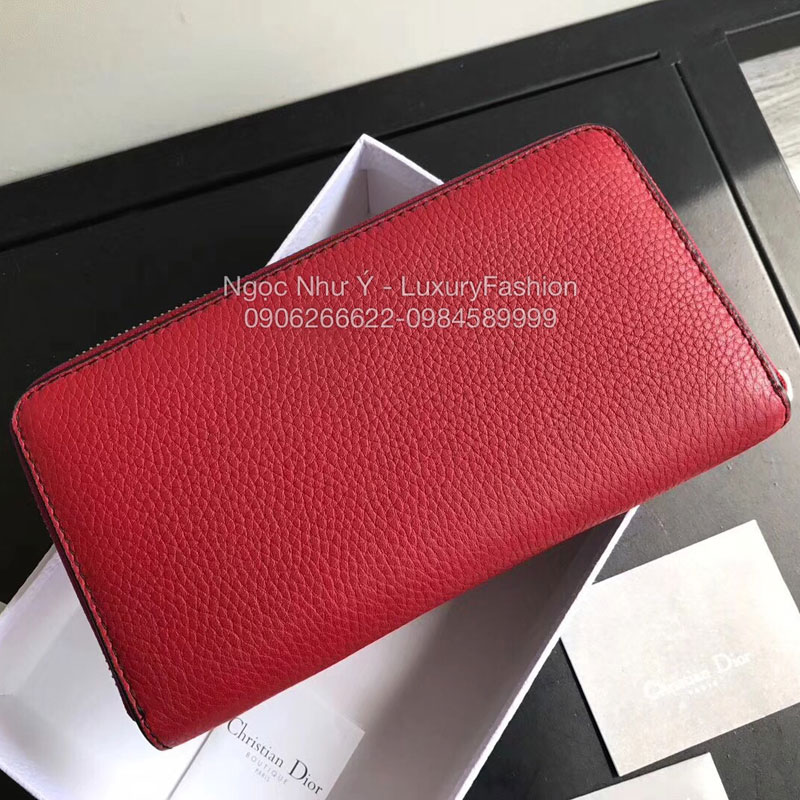 Ví Dior J'adior da sần dài màu đỏ