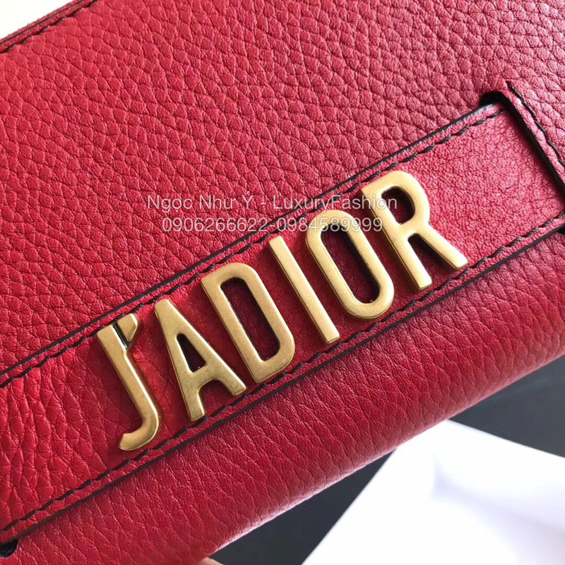 Ví Dior J'adior da sần dài màu đỏ