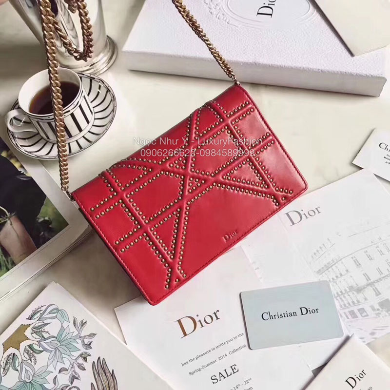 Ví Diorama Clutch màu đỏ
