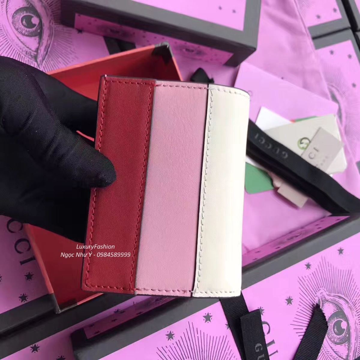 Gucci Queen Margaret Leather Card Case 
