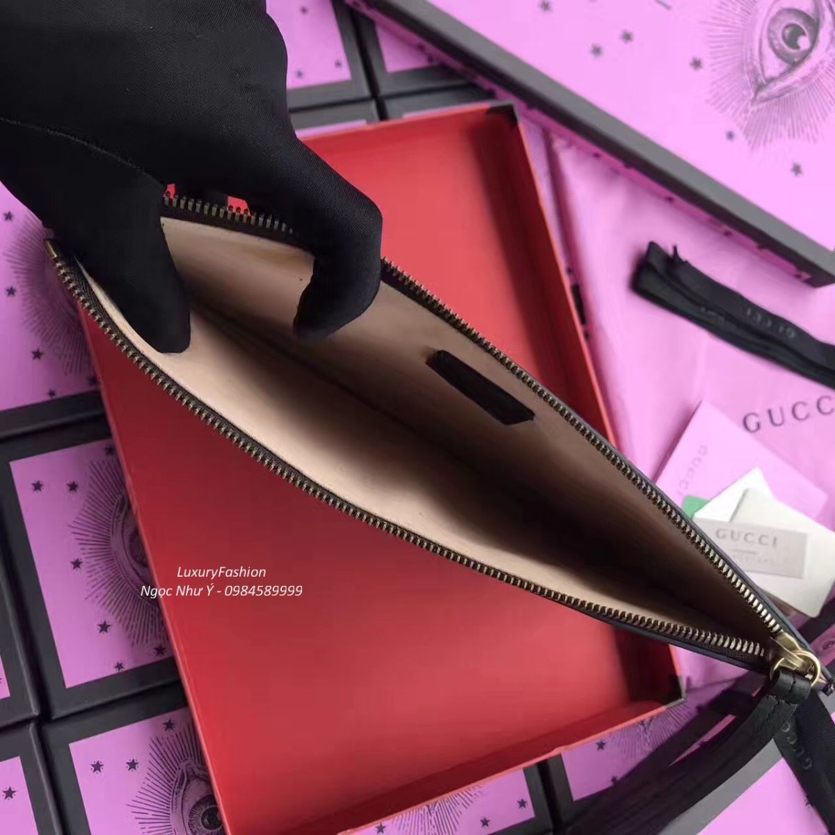 Gucci Queen Margaret Leather Pouch 