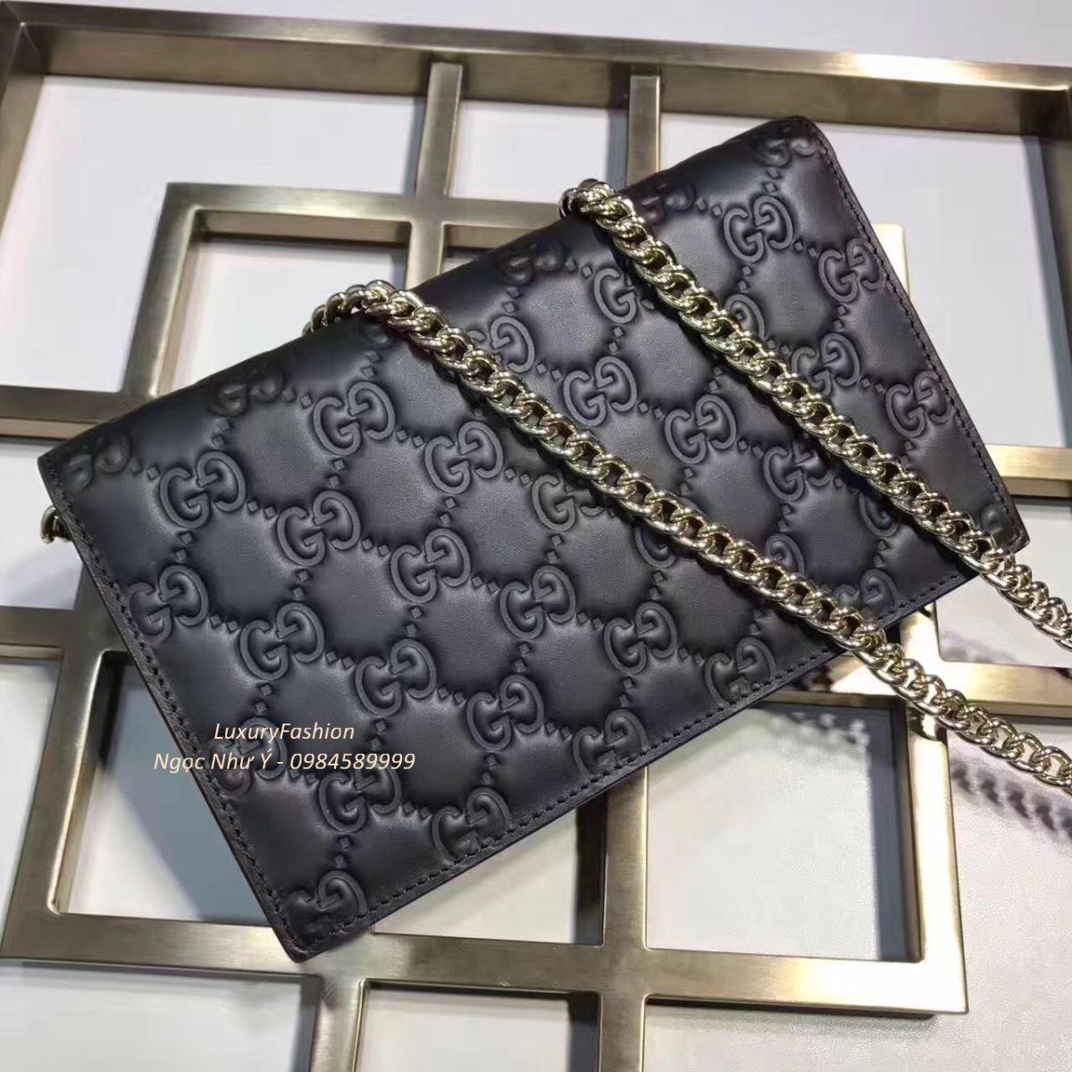 Gucci sima Wallet On Chain Black 