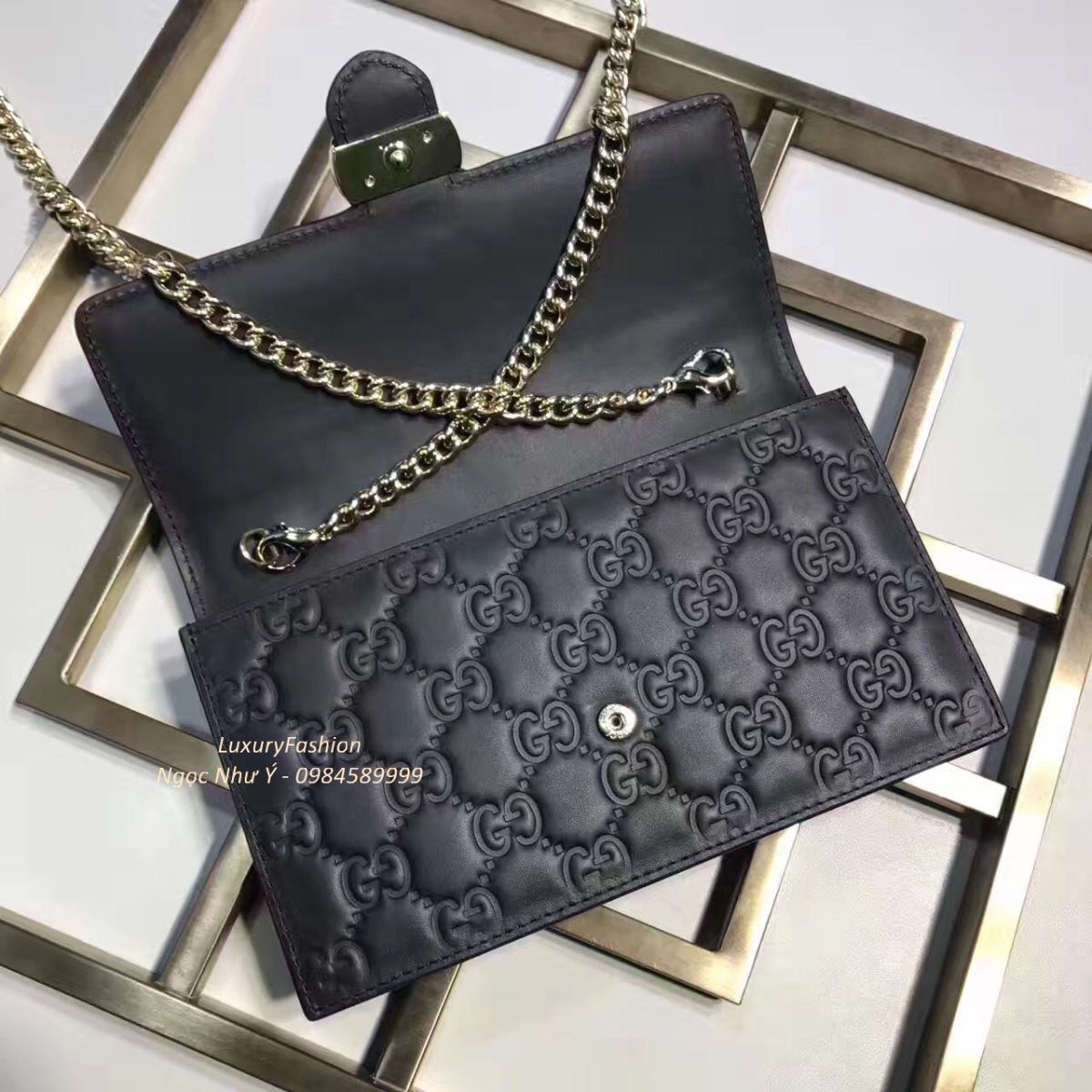 Gucci sima Wallet On Chain Black 