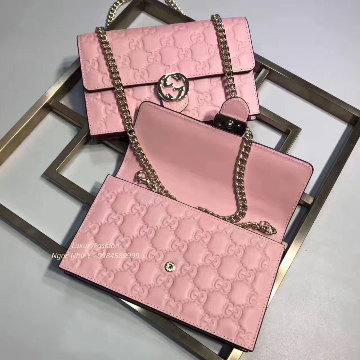 Gucci sima Wallet On Chain Pink 
