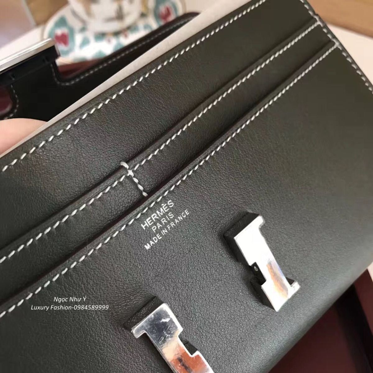 Hermes Constance Wallet Swift Blue Jean