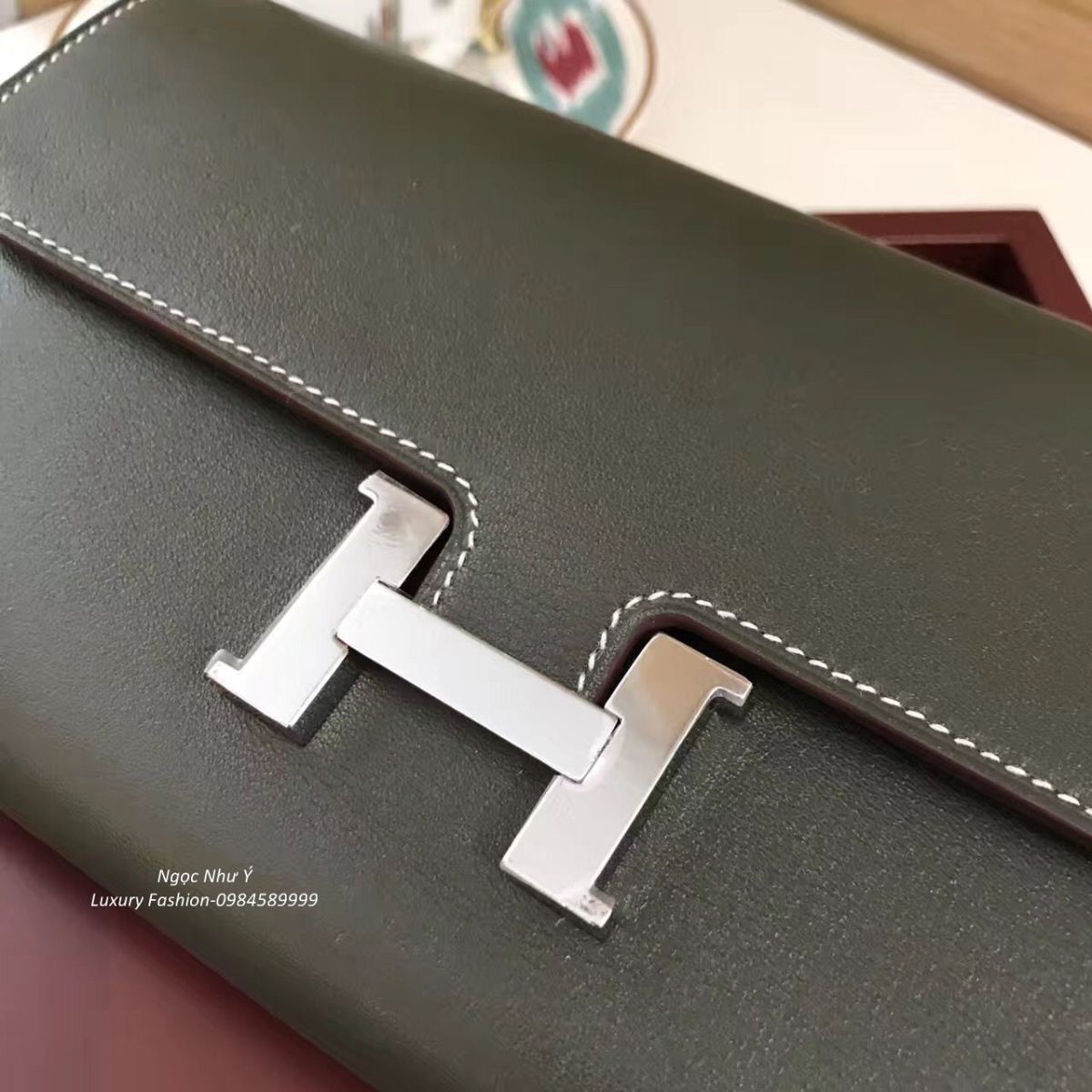 Hermes Constance Wallet Swift Blue Jean