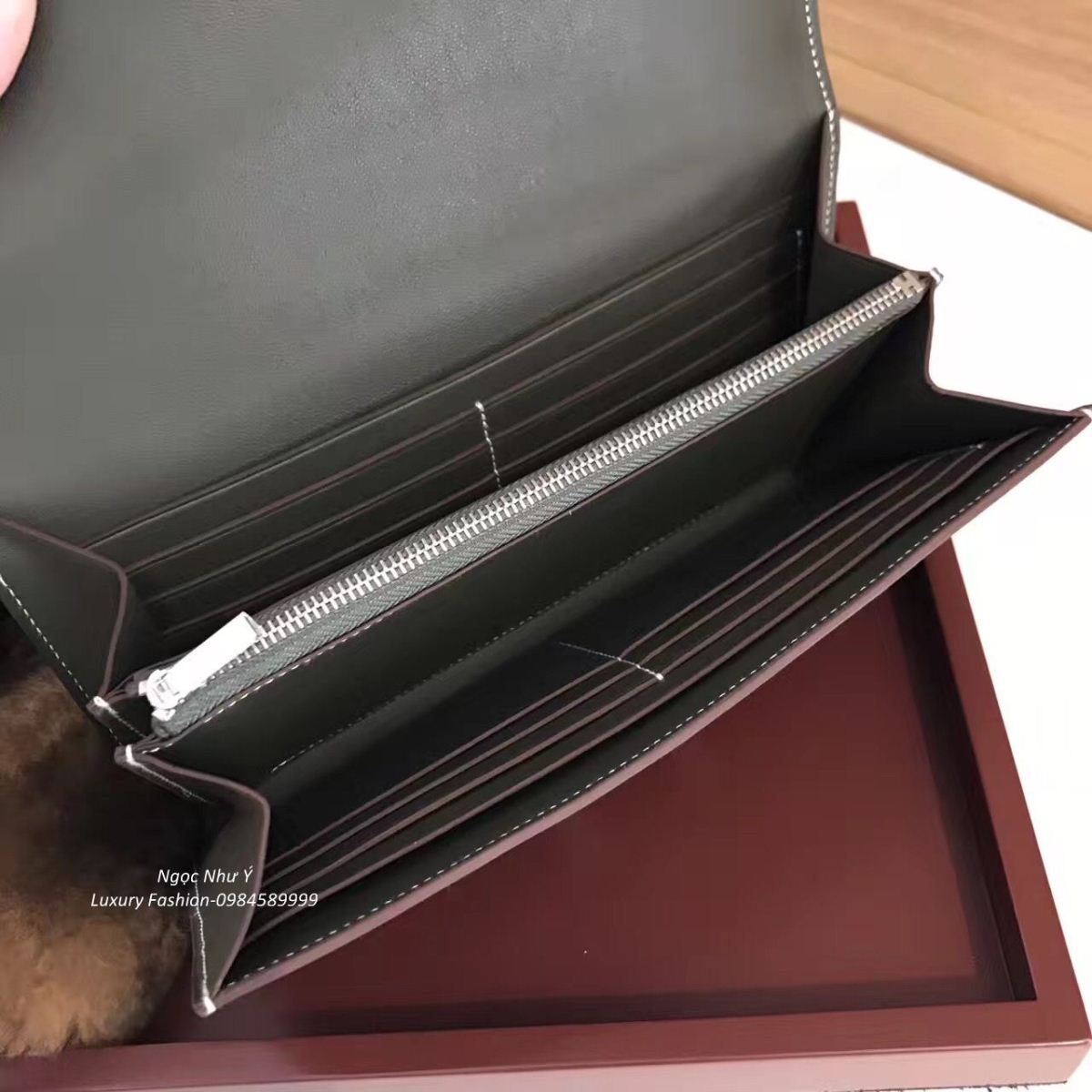 Hermes Constance Wallet Swift Blue Jean