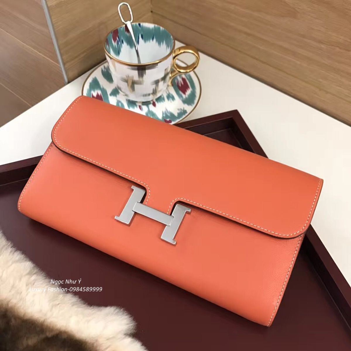 Hermes Constance Wallet Swift Orange