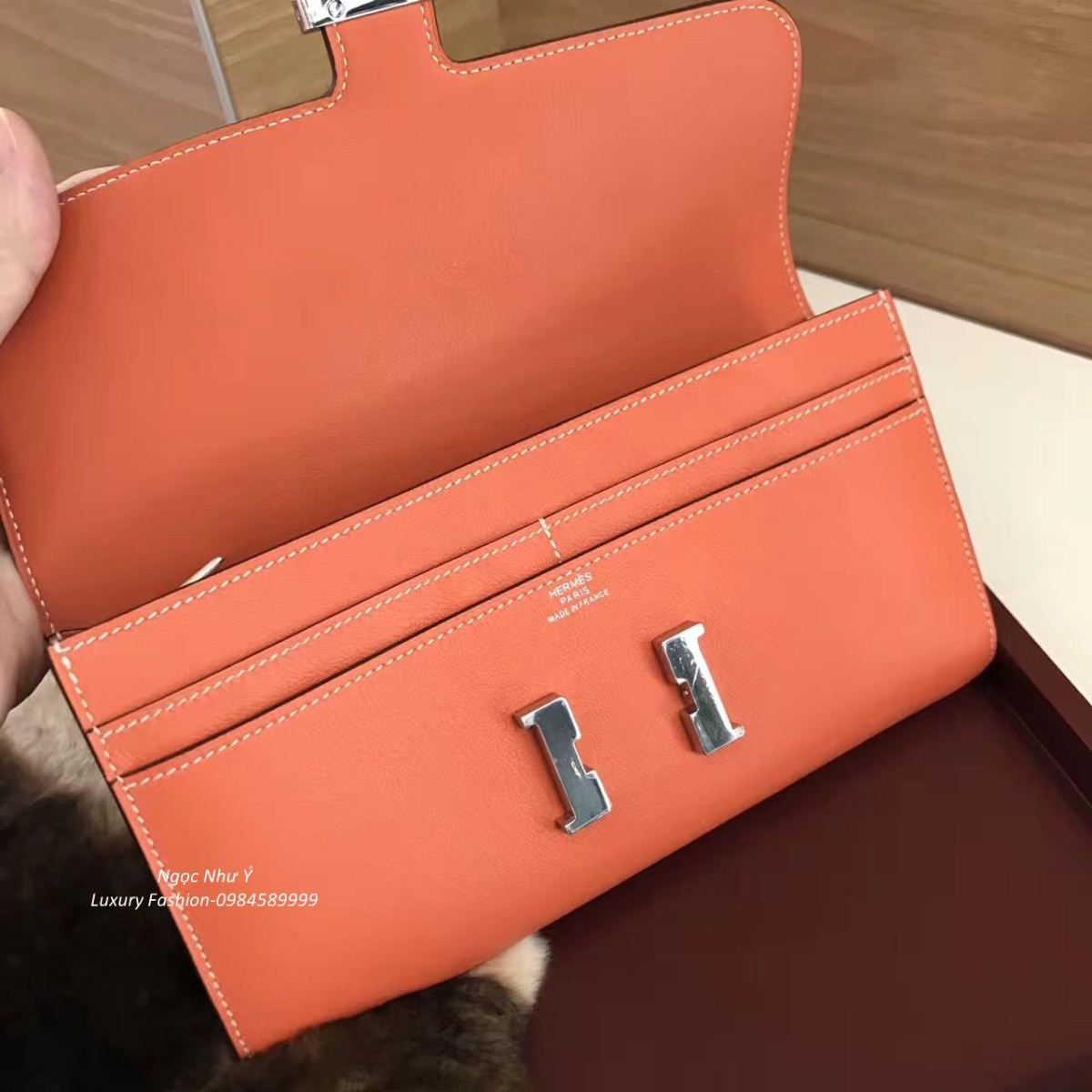 Hermes Constance Wallet Swift Orange
