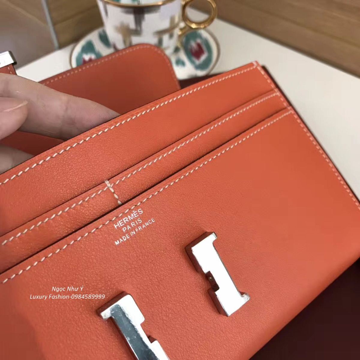 Hermes Constance Wallet Swift Orange