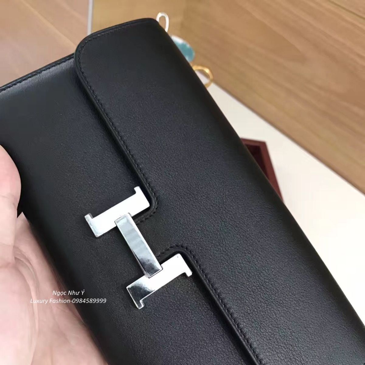 Hermes Constance Wallet Swift Black