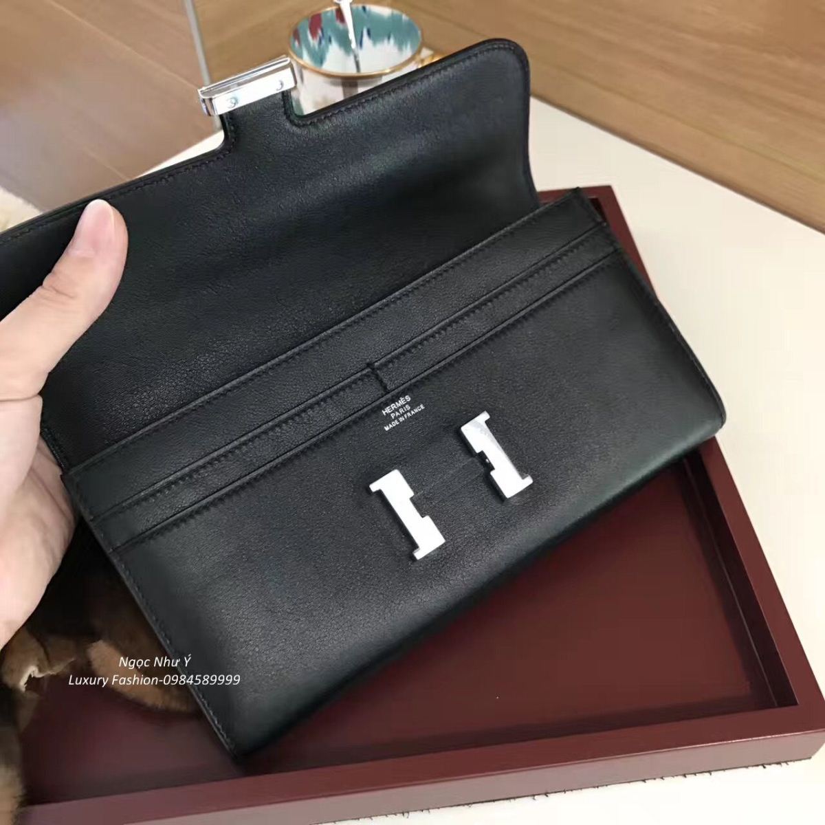 Hermes Constance Wallet Swift Black