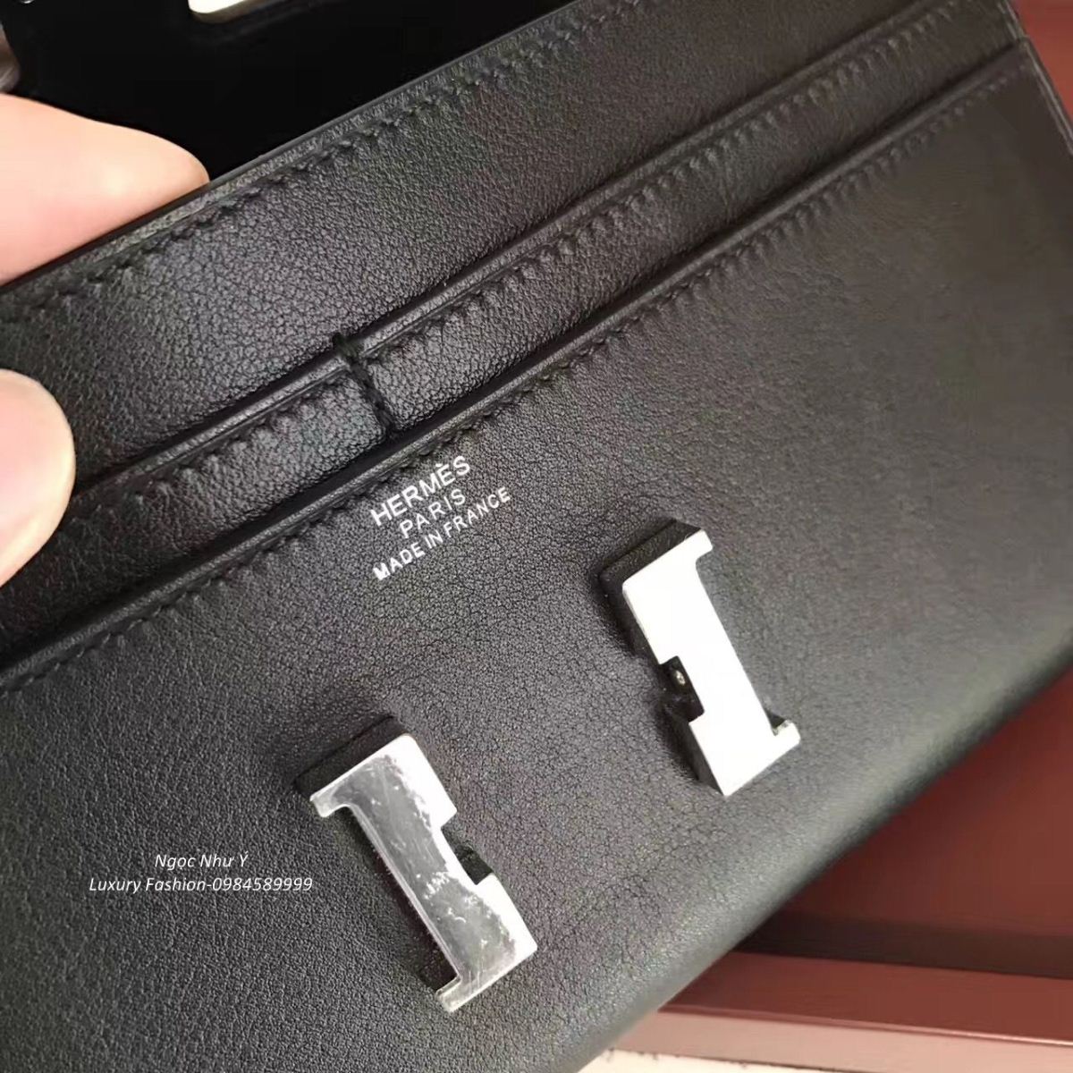 Hermes Constance Wallet Swift Black