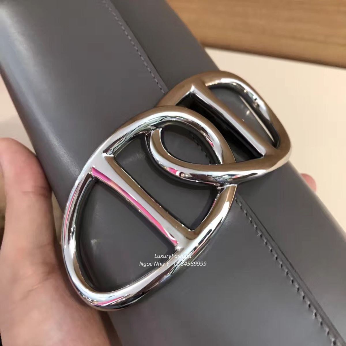 Ví Hermes Egee da Box màu ghi