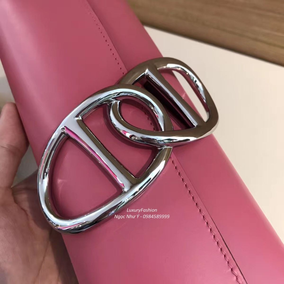 Ví Hermes Egee da Box màu hồng