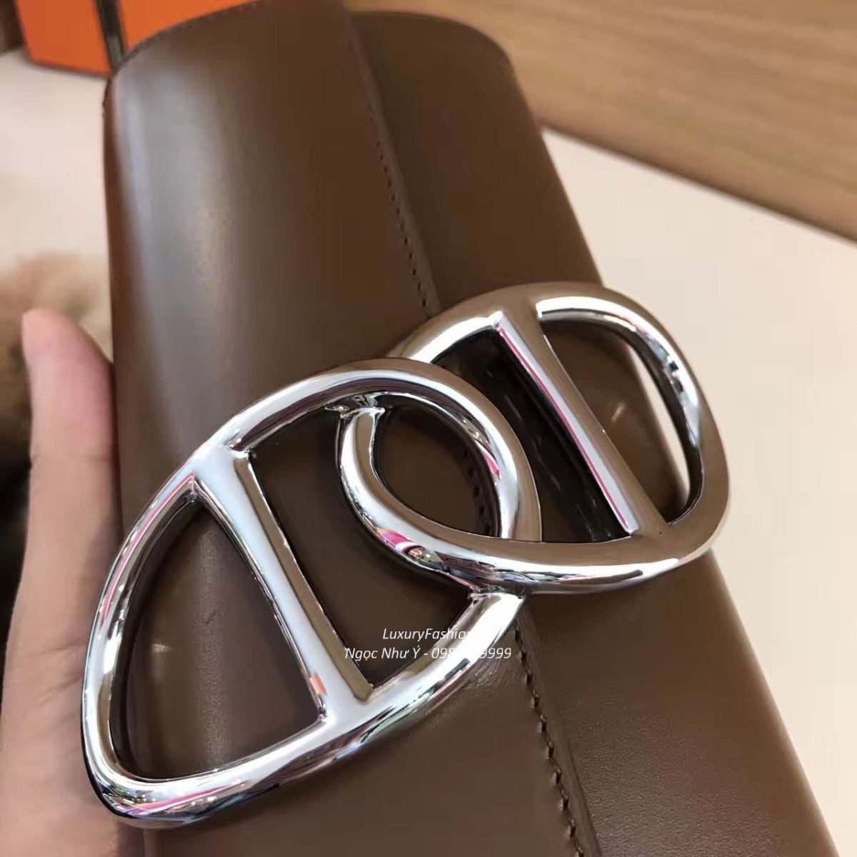 Ví Hermes Egee da Box màu nâu