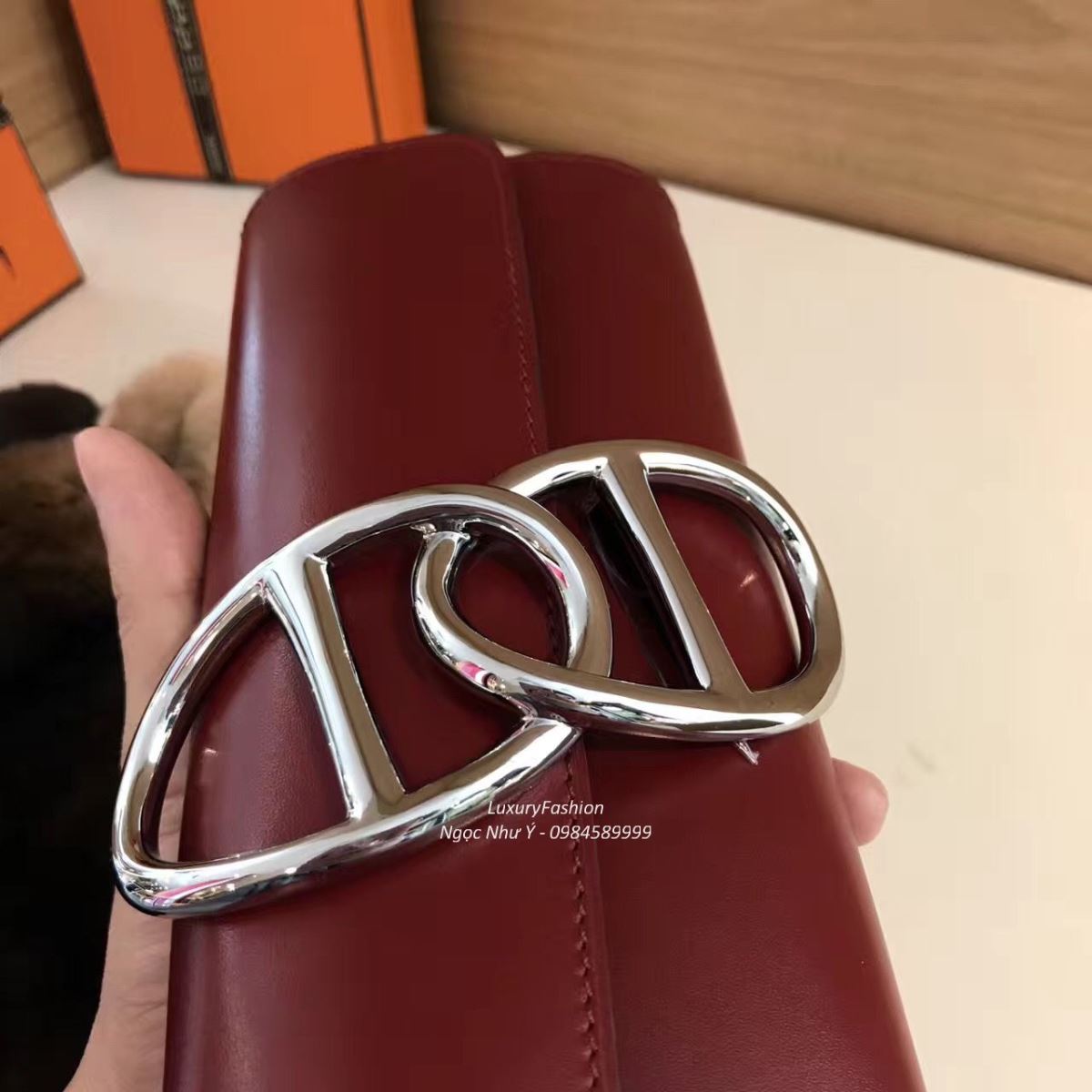 Ví Hermes Egee da Box màu Rouge