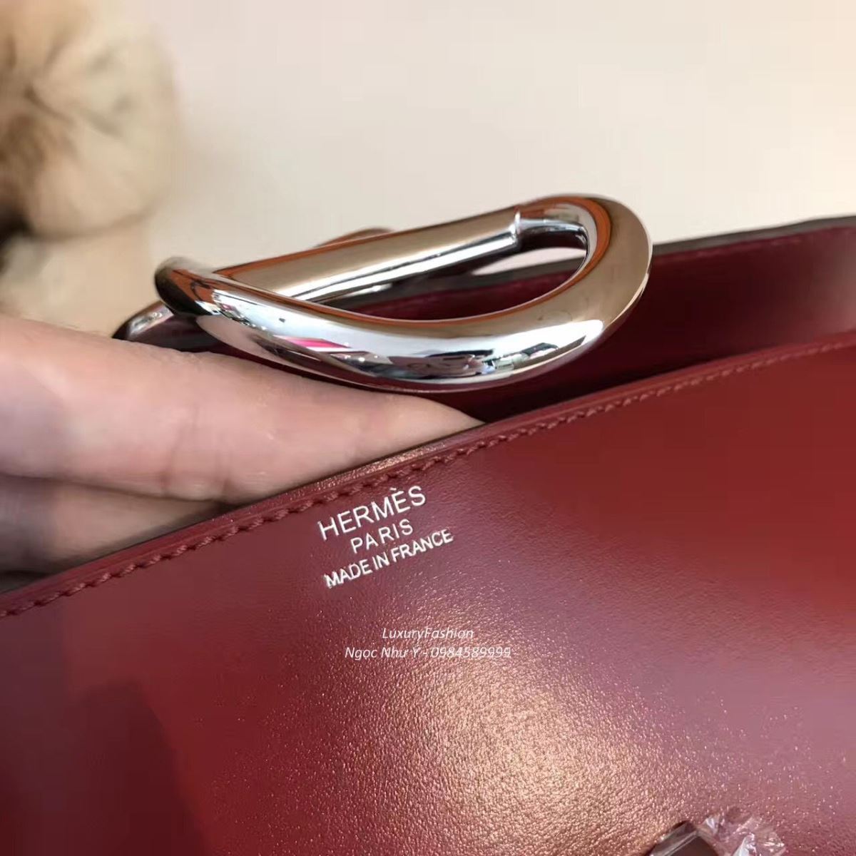 Ví Hermes Egee da Box màu Rouge