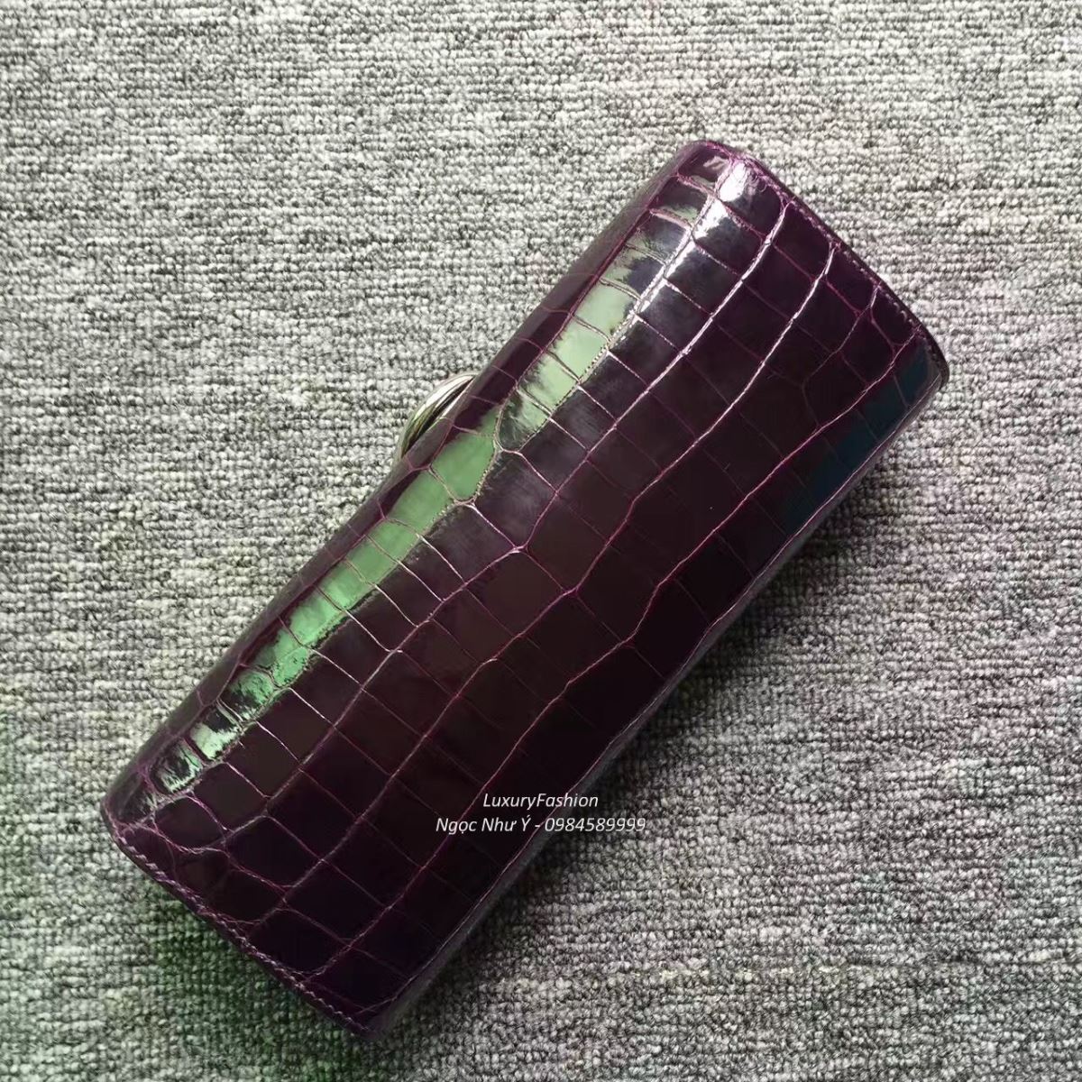 Ví Hermes Egee da cá sấu màu Amethyst