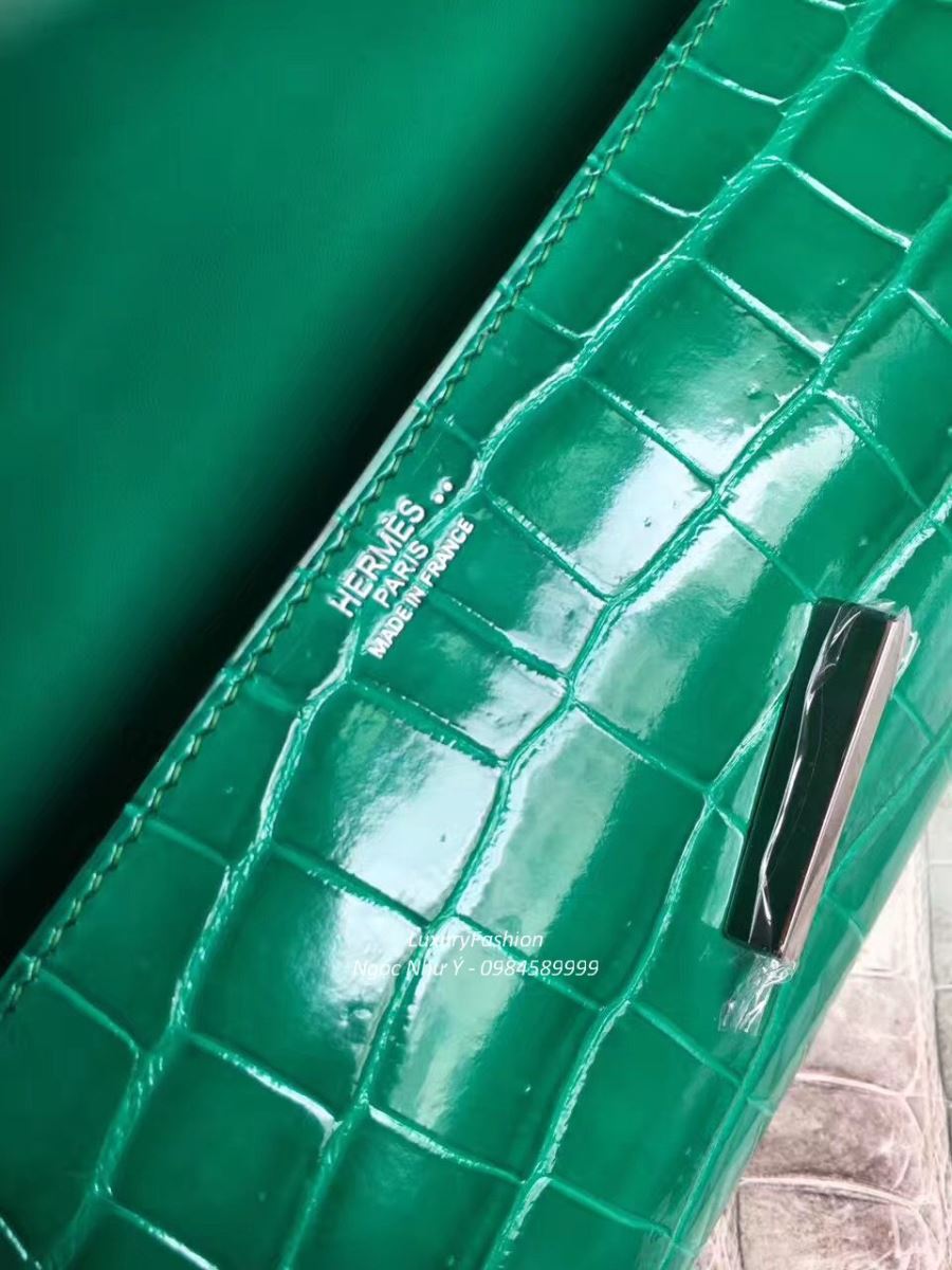 Ví Hermes Egee da cá sấu màu Malachite